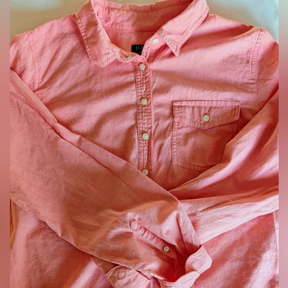 J.Crew Oxford Shirt Loose fit Long Sleeve Half Button down Large